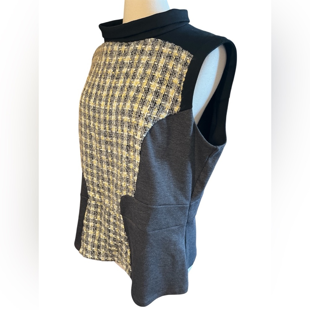 7th Avenue NY Co.Black,Gray, Gold.White & metallic Sleeveless Tweed Top Size XXL - Picture 6 of 12